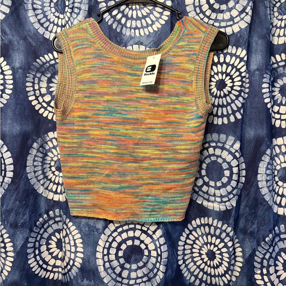 NWT 33 Coastal Multicolored Cropped Sleeveless Tank Top